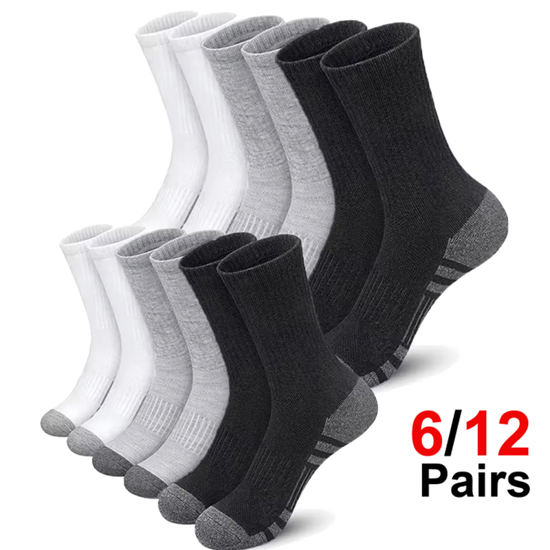 Cotton Crew Sock Pack - جوارب رياضية عالية الأداء للرجال، 6