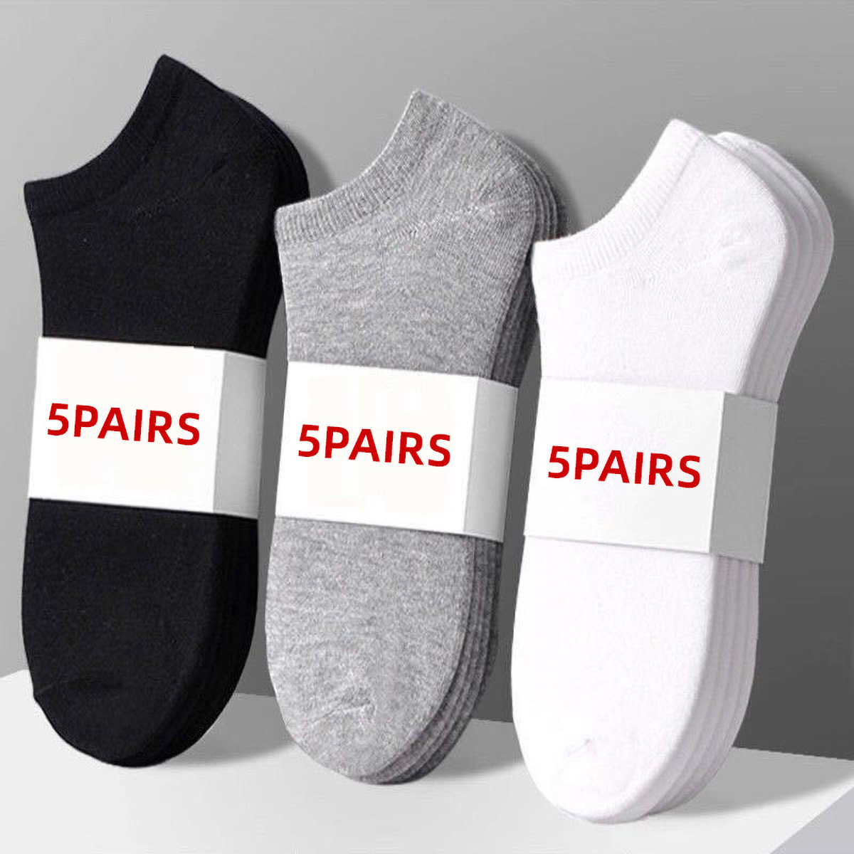 Ankle Sock Low Cut - 5 أزواج للجنسين عادية عادي اللون
