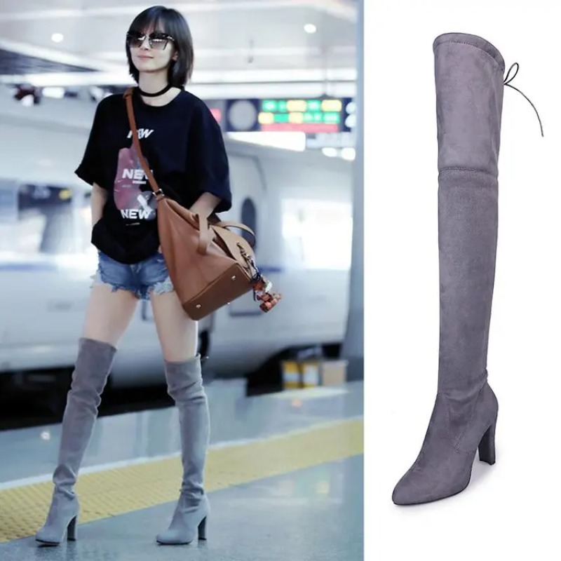 Knee High Sock Women - أحذية نسائية طويلة حتى الركبة بأسلوب