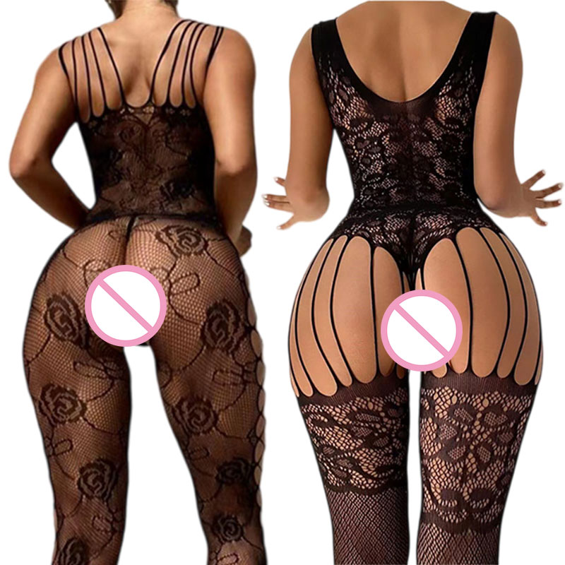 Fishnet Stocking Women - أسود Crotchless لينة تمتد جوارب الجسم