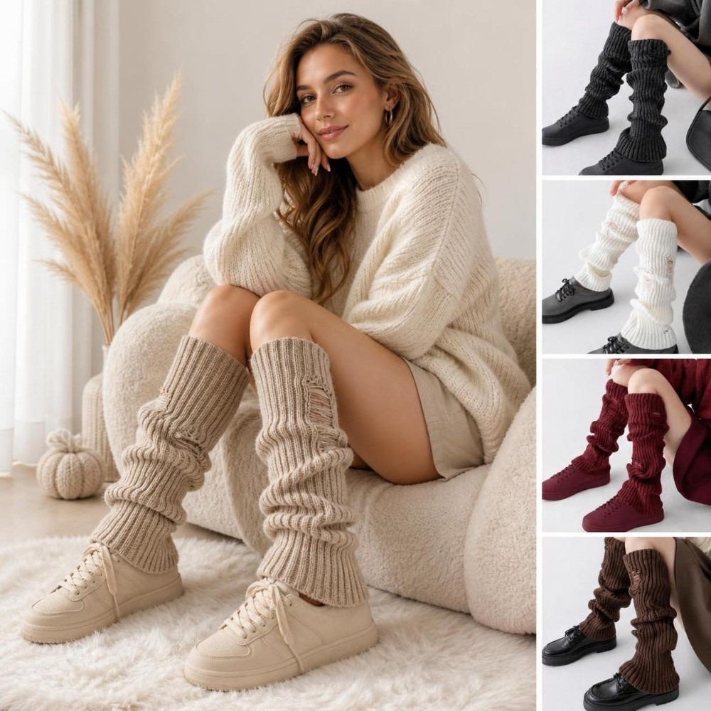 Boot Sock Slouchy - جوارب دافئة محبوكة لتدفئة الساقين، مصنوعة