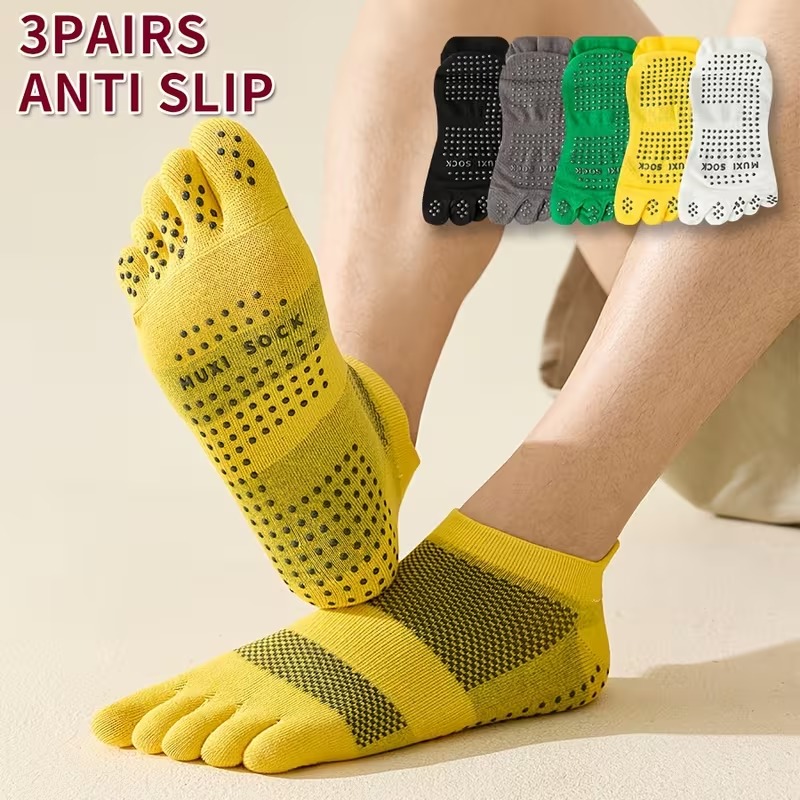 Grip Sock Yoga - جوارب رجالية بثلاثة أزواج، جوارب رياضية