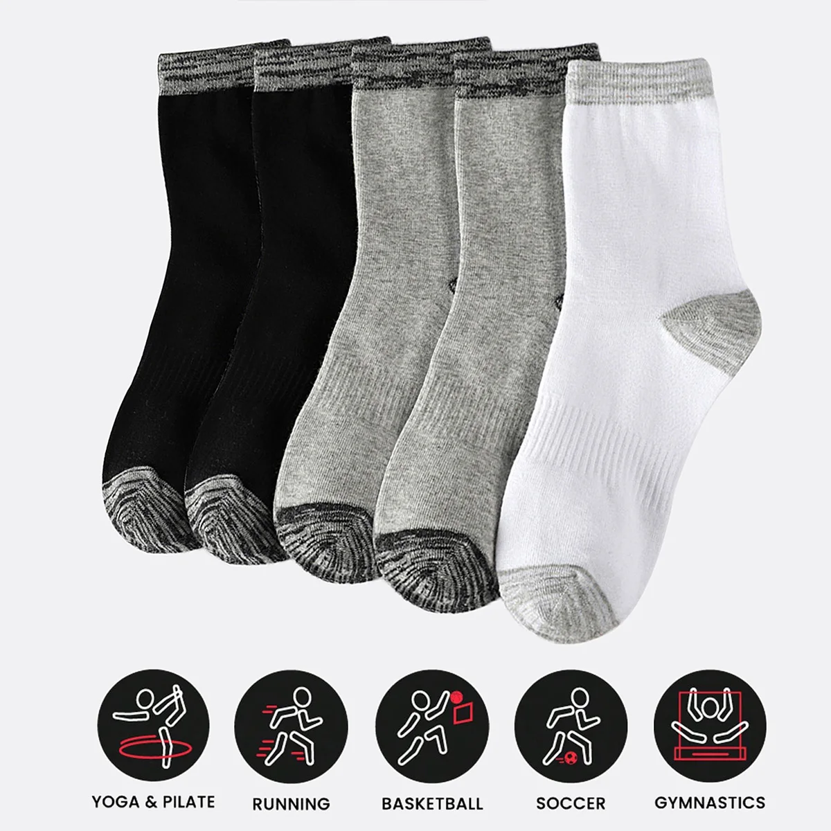 Athletic Sock Cushion - 1/5 أزواج من الجوارب الرياضية للرجال،