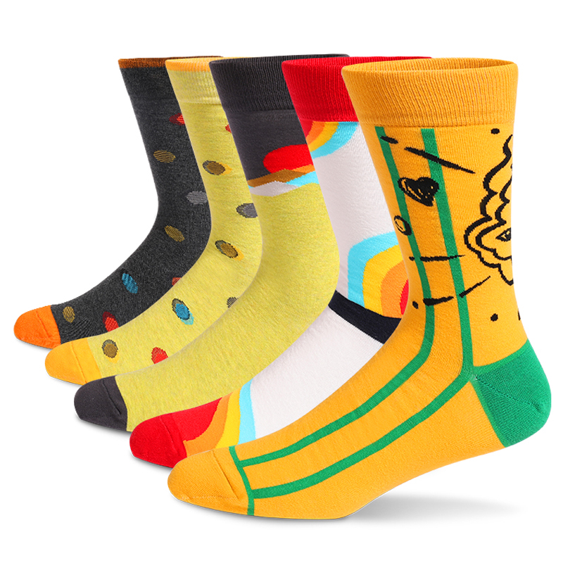Cotton Crew Sock Pack - 5 أزواج من الجوارب الممتعة للرجال،