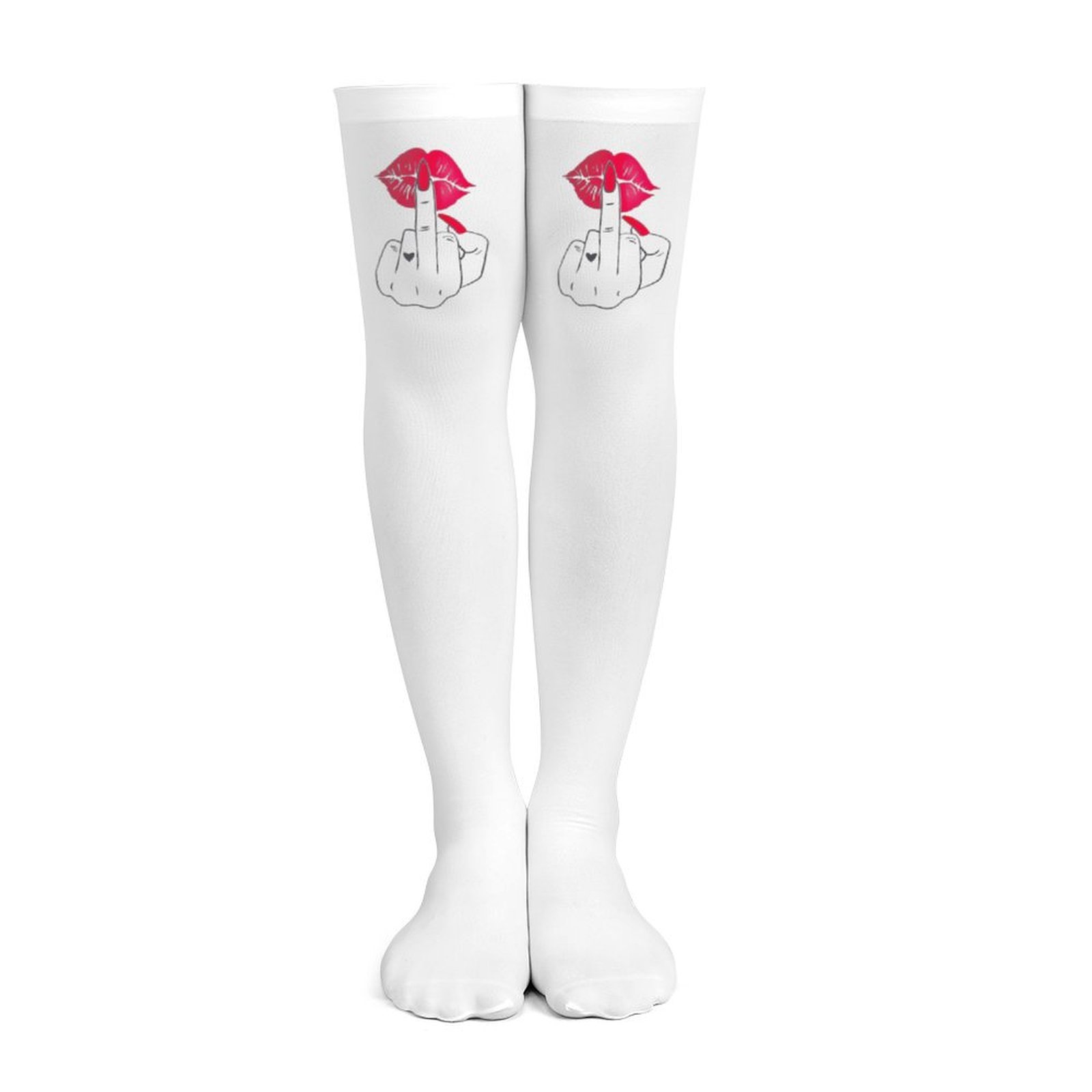 Knee High Sock Women - جوارب نسائية بيضاء بتصميم الإصبع الأوسط