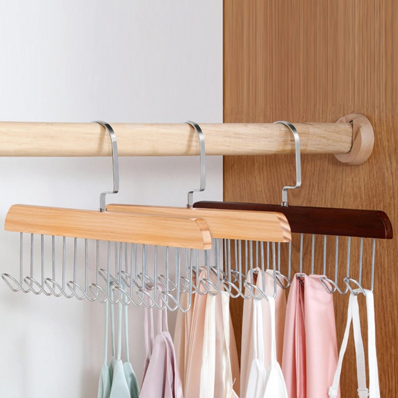 Sock Organizer Tray - الخشب الصلب ثمانية هوك شماعات متعددة