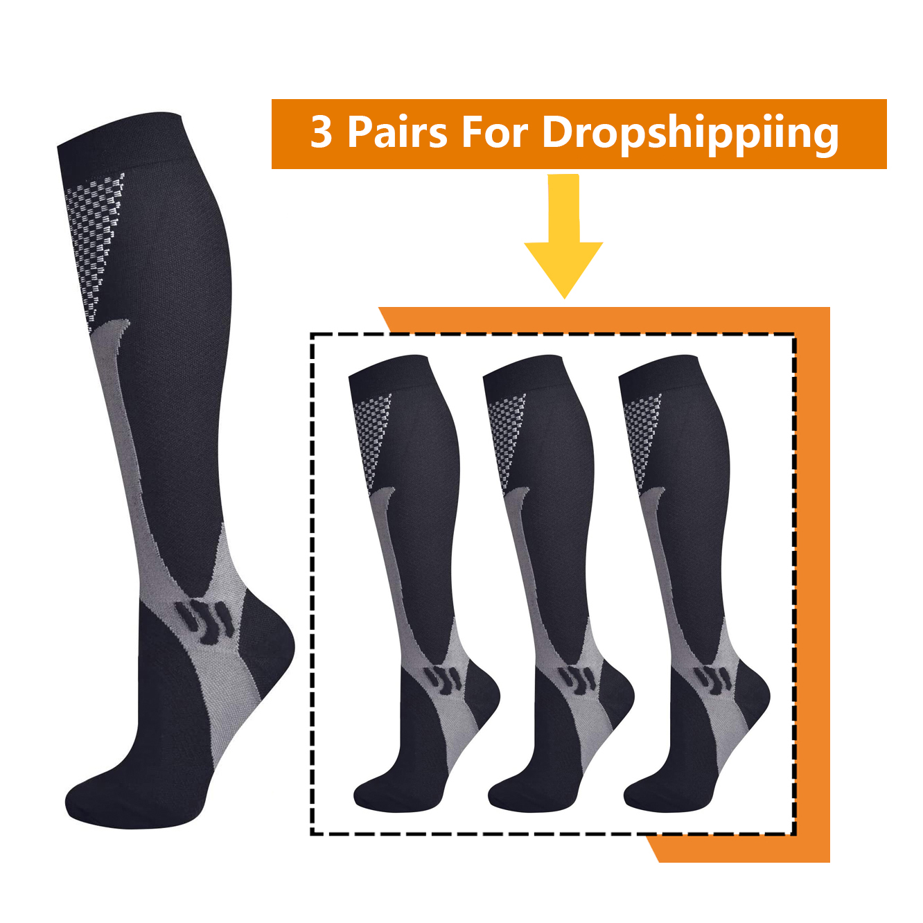Compression Sock Medical - Brothock 3 أزواج ل دروبشيبينغ جوارب