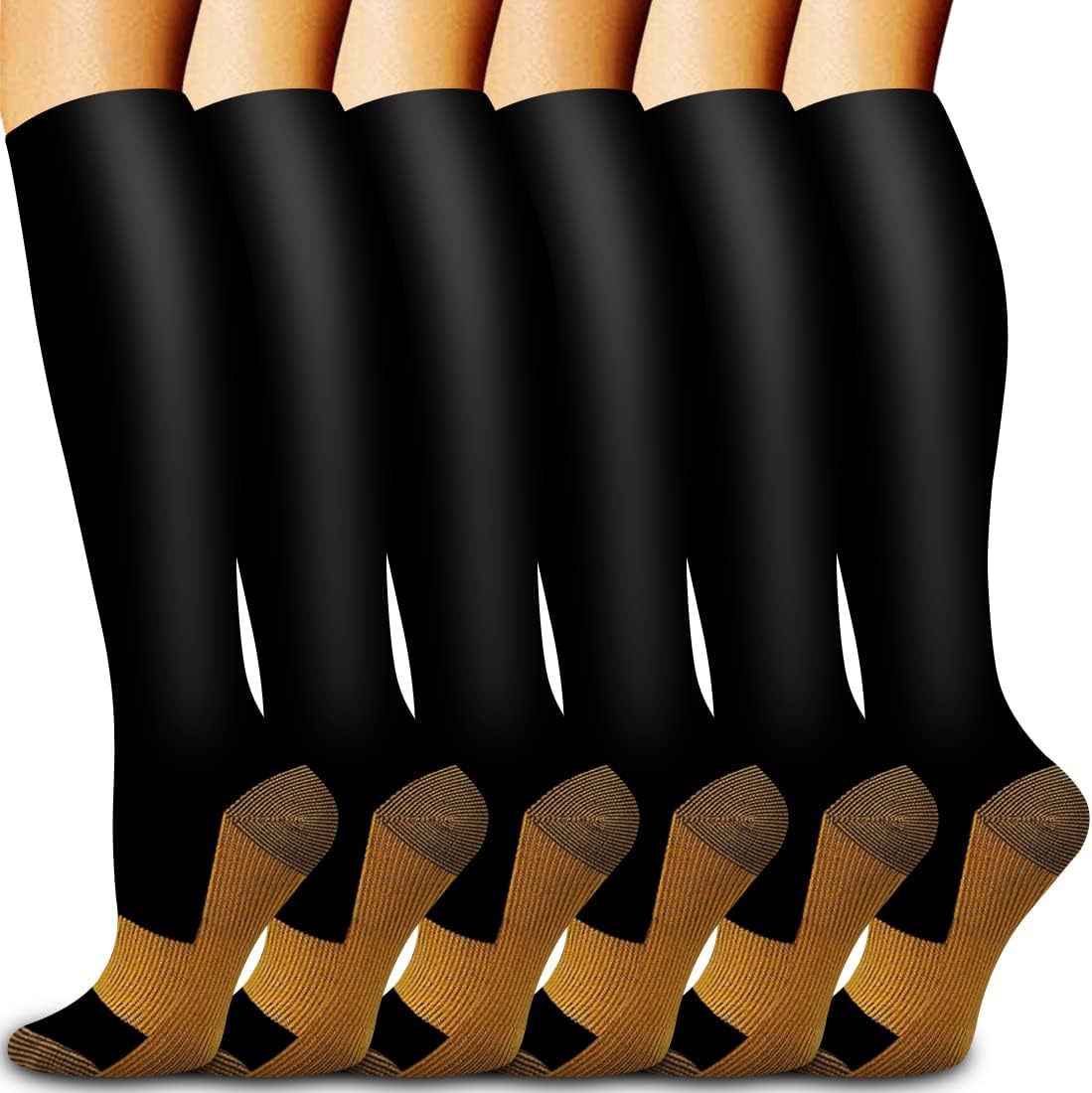 Compression Sock Medical - 6 أزواج من الجوارب الضاغطة النحاسية