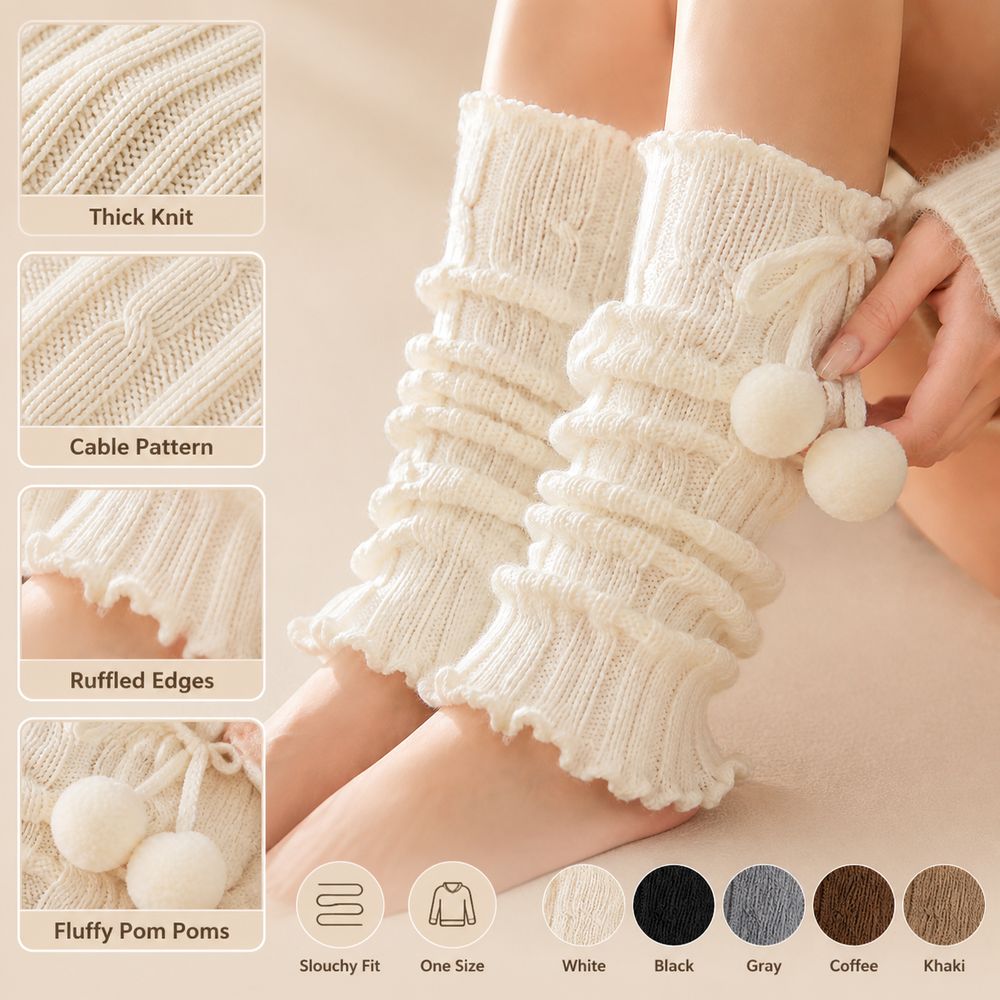 Boot Sock Slouchy - دفايات أرجل محبوكة بحواف مكشكشة ونمط
