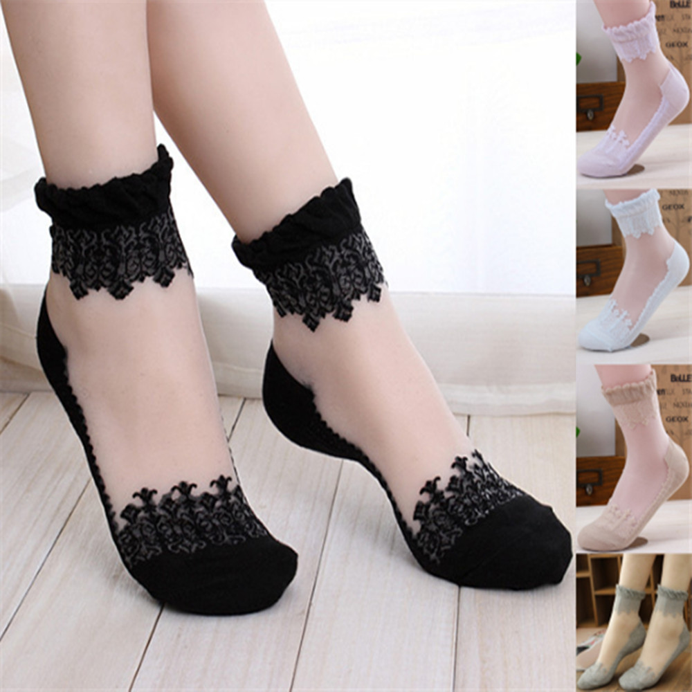 Invisibility Sock Loafer - امرأة الدانتيل جورب قصير الجوارب رقيقة