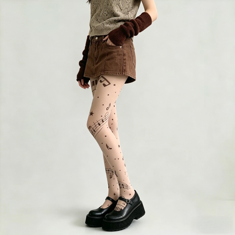 جوارب نسائية شفافة بطبعة نوتة  - مراجعة Tights Pantyhose Sheer وسعره