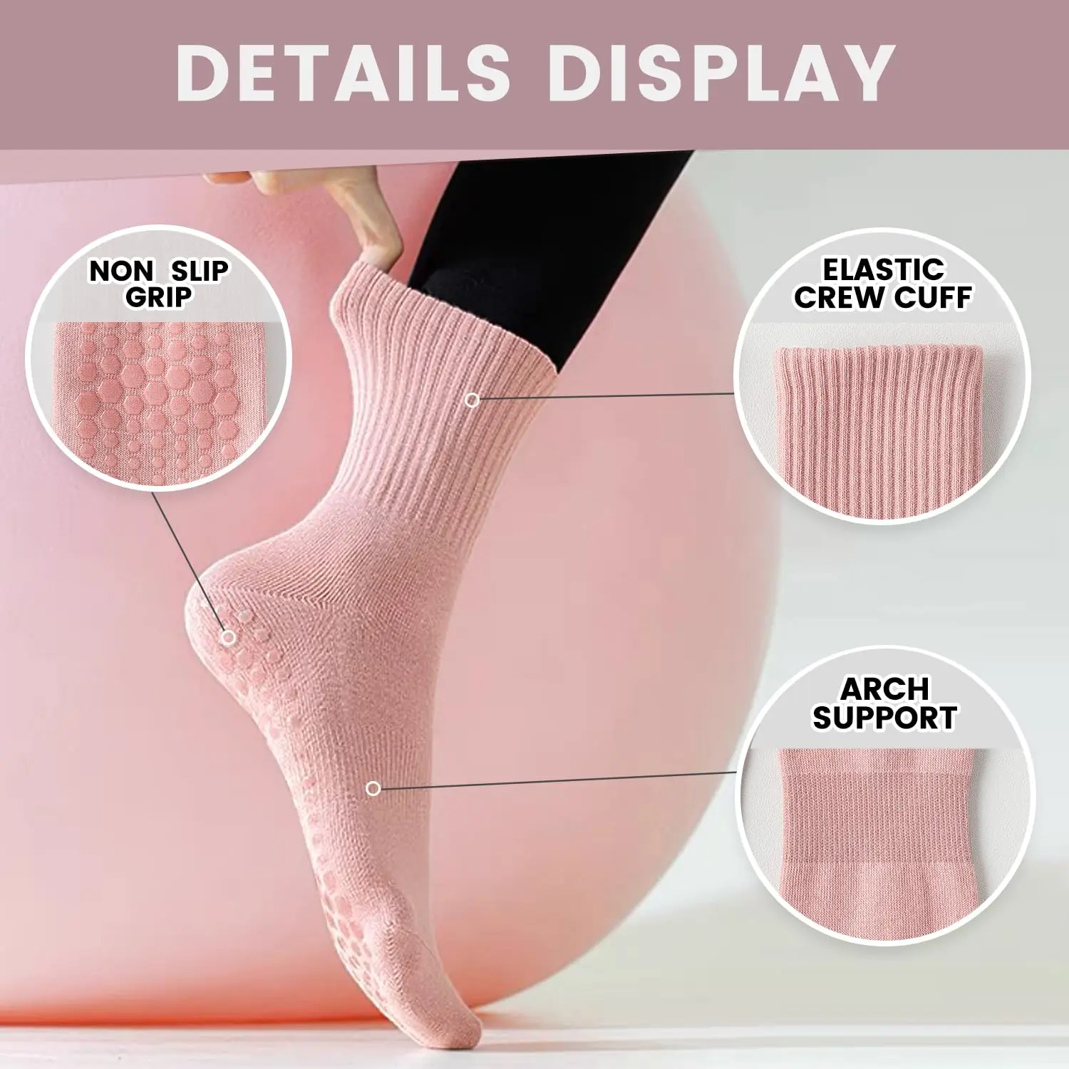 4 أزواج من جوارب اليوغا النسائ - مراجعة Grip Sock Yoga وسعره