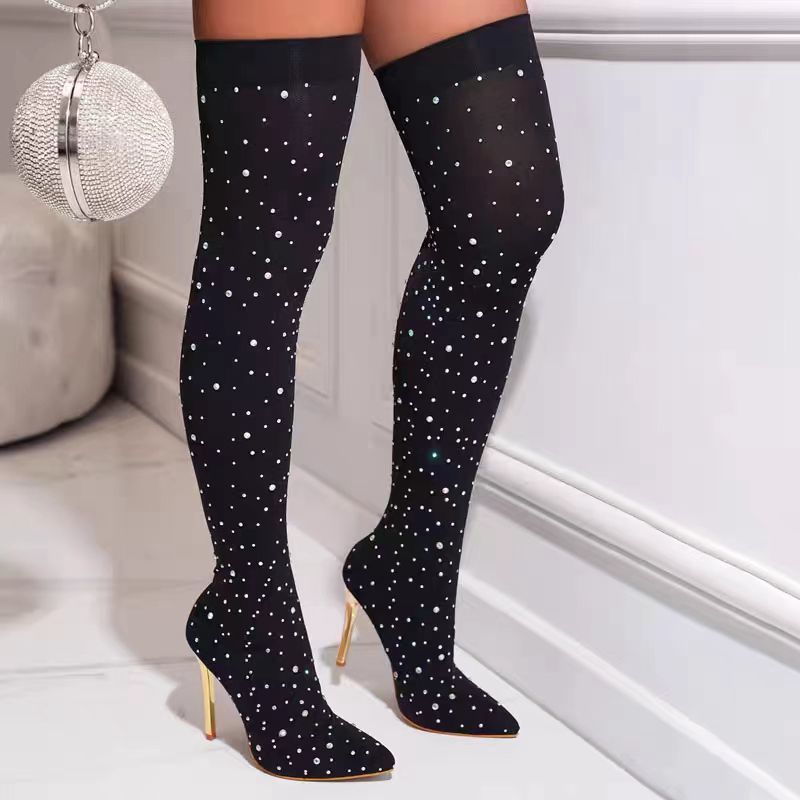 حجر الراين سليم الساق تمتد جور - مراجعة Knee High Sock Women وسعره