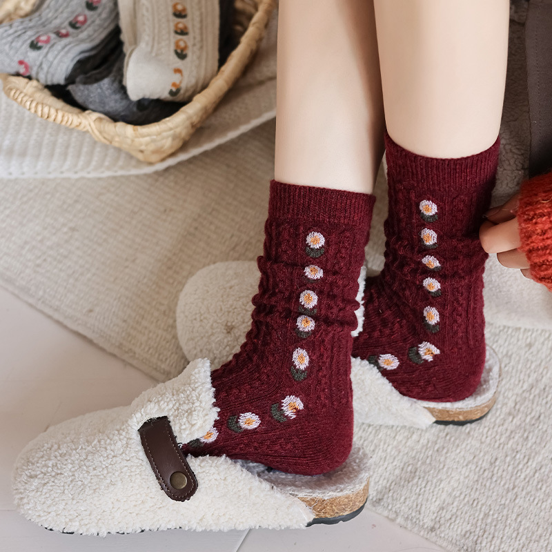 الكورية الحلو الأزهار الصوف من - مراجعة Boot Sock Slouchy وسعره