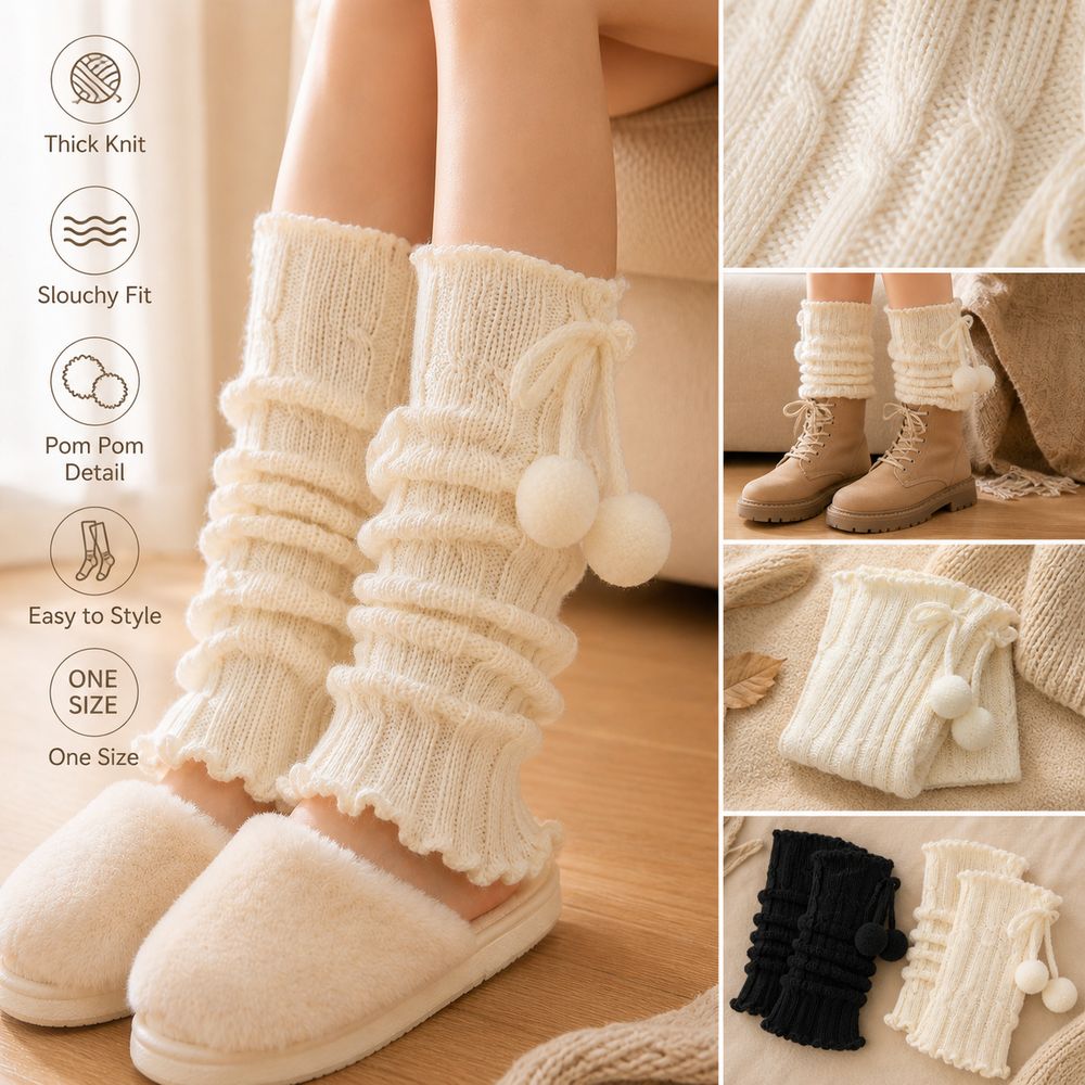 دفايات أرجل محبوكة بحواف مكشكش - مراجعة Boot Sock Slouchy وسعره
